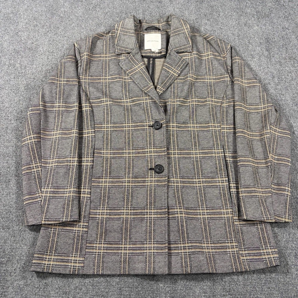 Avec Les Filles Blazer Womens Large Plaid Longline Coat Stretch Anthropologie